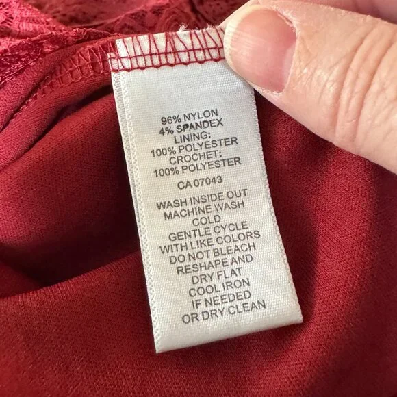 Cable & Gauge Burgundy Lace Blouse Romantic Long Sleeve Top - Picture 12 of 13